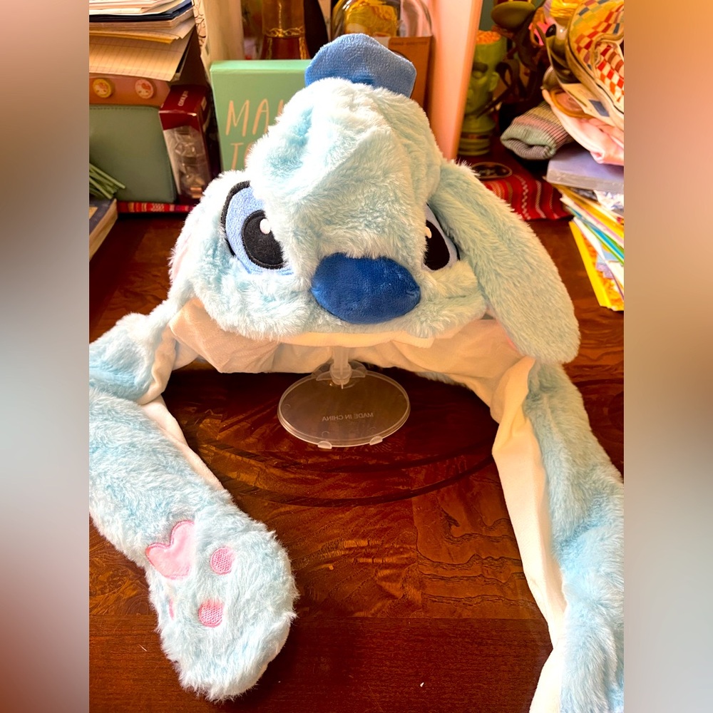 Stitch fuzzy warm ear warmer hat, ears flip NWOT